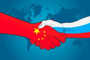 Russia and China, handshake