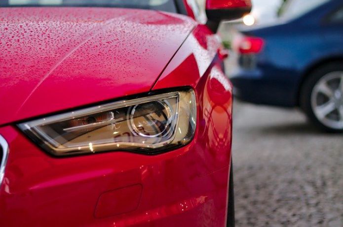 Audi, red car, headlight