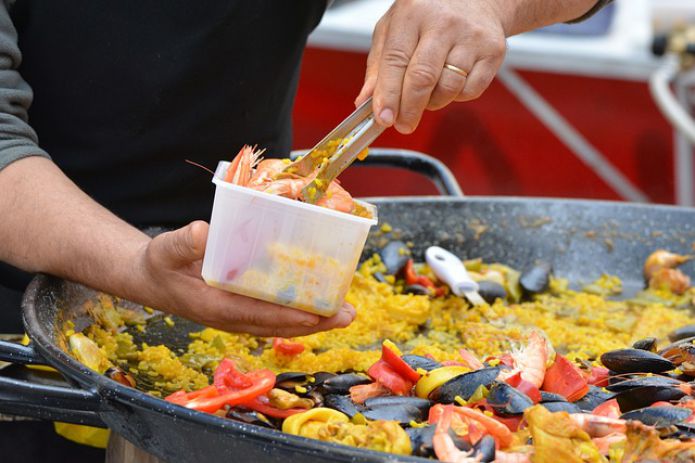 Spain, traditional cuisine, paella, shrimp, rice