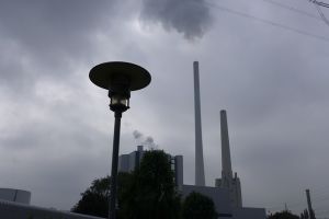 factory, chimneys